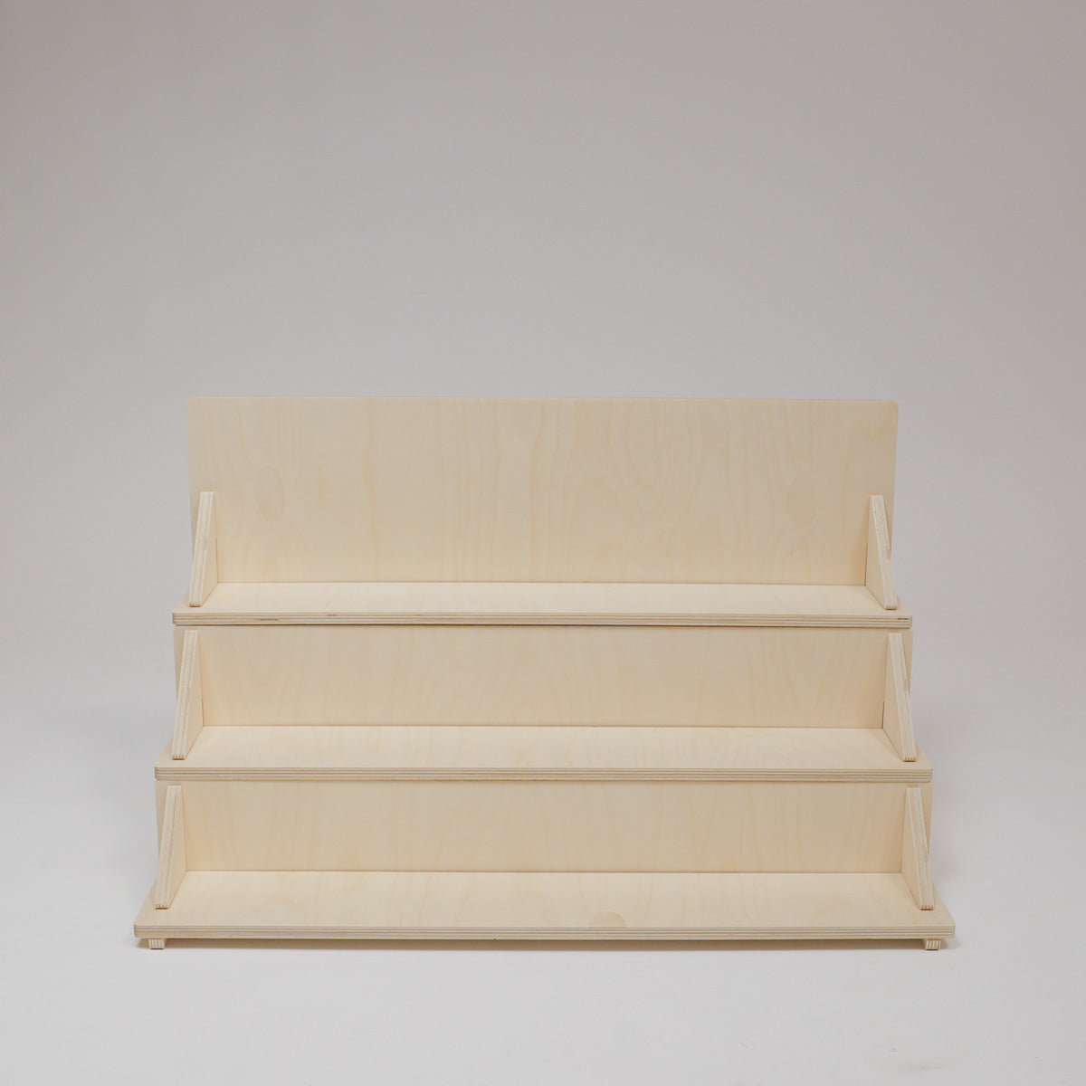 Flat Pack Wooden Display Stand – 18" or 28" Wide | 3–5 Tier Baltic Birch Market Display with Customizable Header