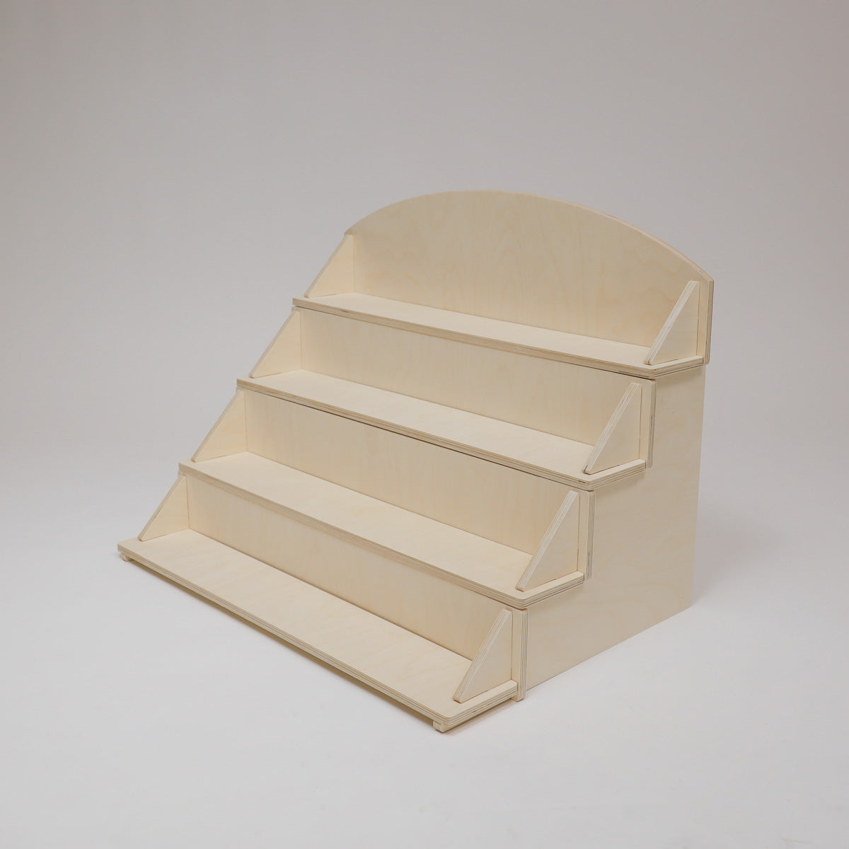 Flat Pack Wooden Display Stand – 18" or 28" Wide | 3–5 Tier Baltic Birch Market Display with Customizable Header