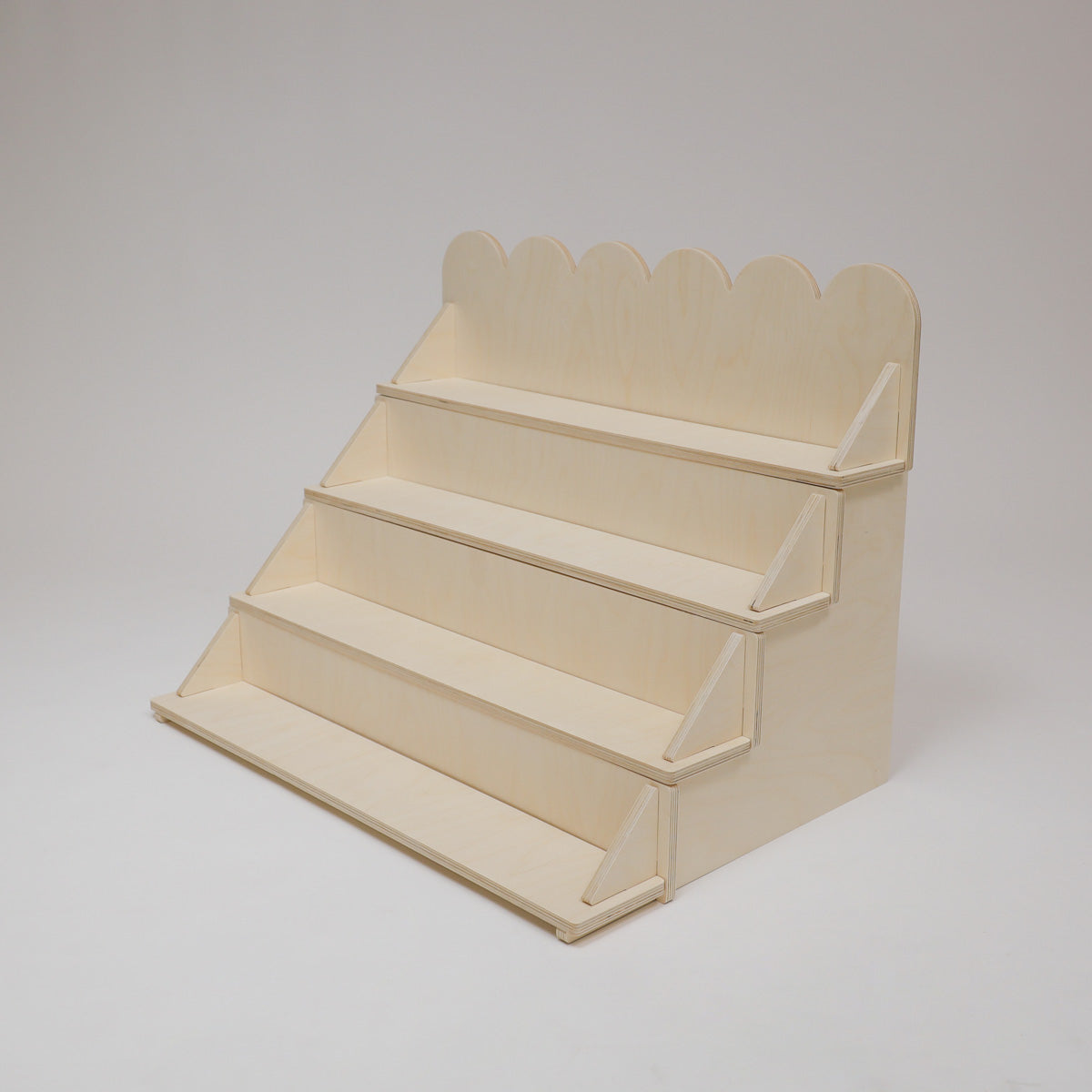 Flat Pack Wooden Display Stand – 18" or 28" Wide | 3–5 Tier Baltic Birch Market Display with Customizable Header