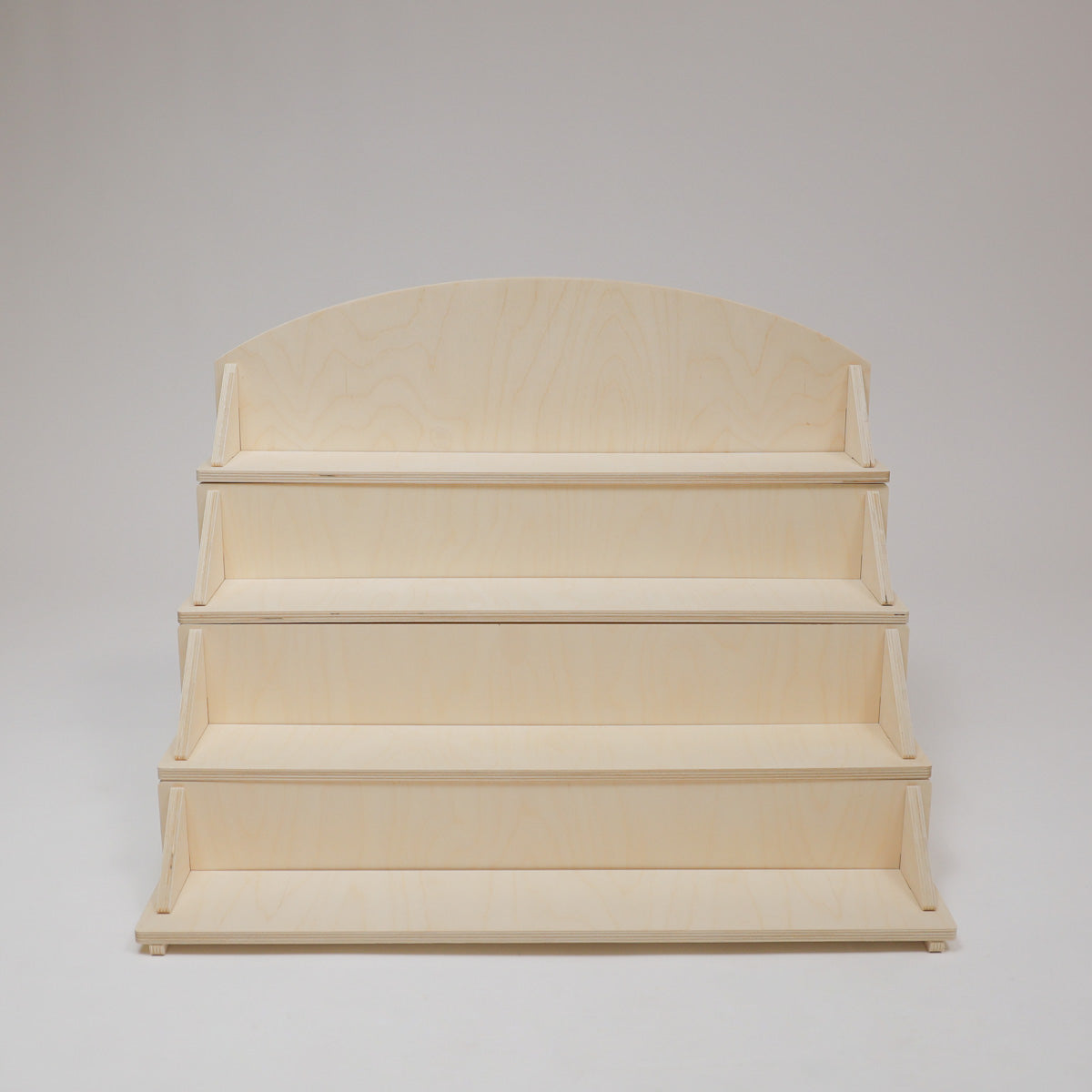 Flat Pack Wooden Display Stand – 18" or 28" Wide | 3–5 Tier Baltic Birch Market Display with Customizable Header
