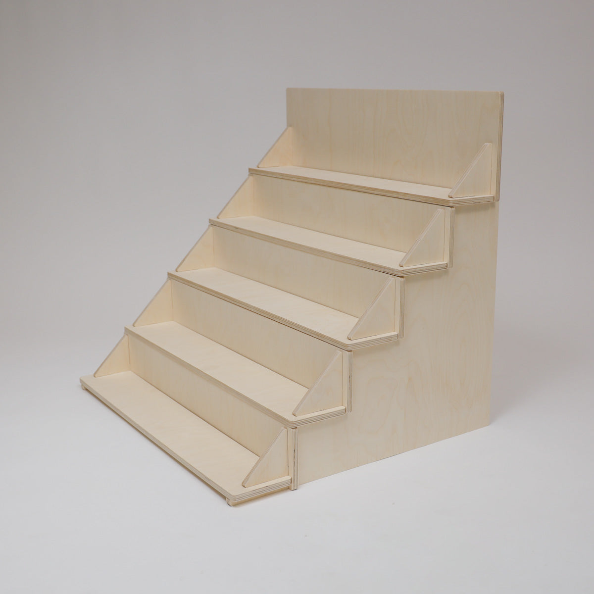 Flat Pack Wooden Display Stand – 18" or 28" Wide | 3–5 Tier Baltic Birch Market Display with Customizable Header