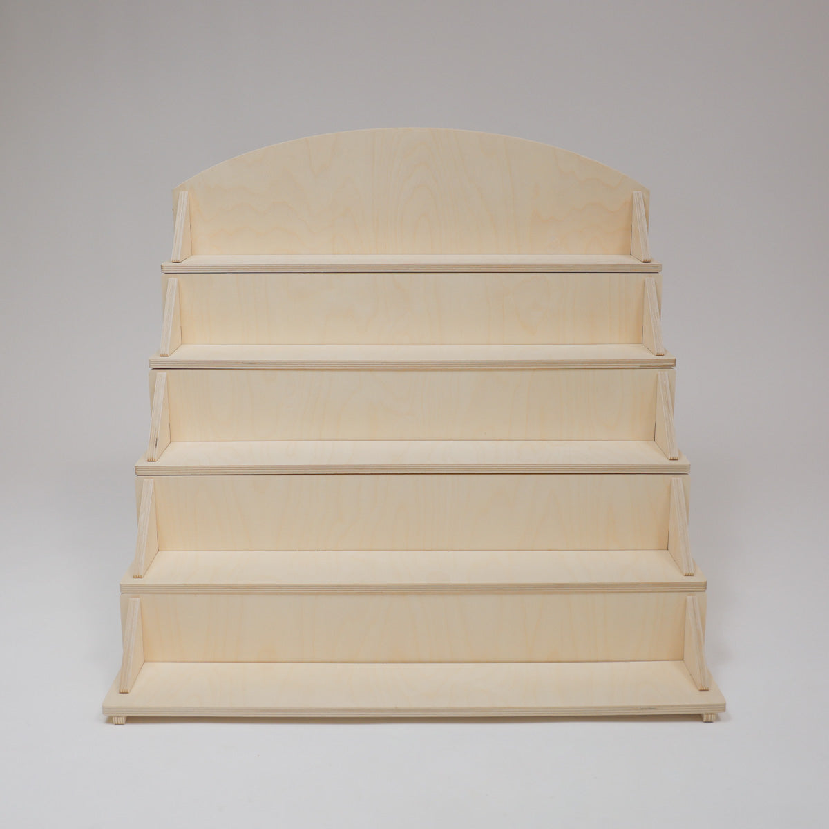 Flat Pack Wooden Display Stand – 18" or 28" Wide | 3–5 Tier Baltic Birch Market Display with Customizable Header