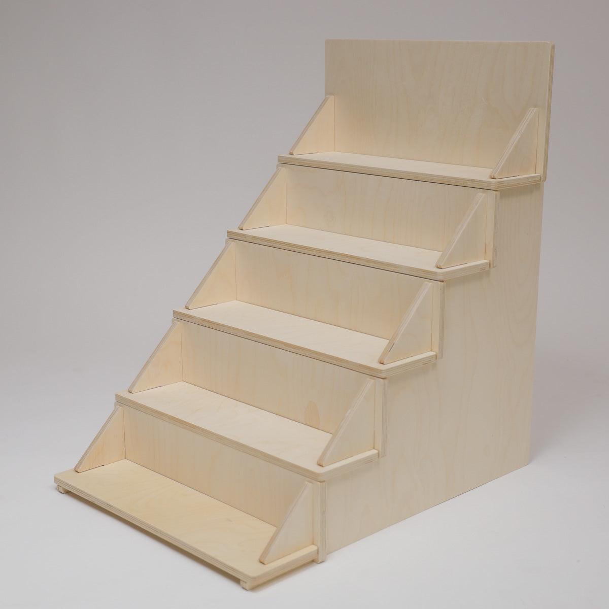 Flat Pack Wooden Display Stand – 18" or 28" Wide | 3–5 Tier Baltic Birch Market Display with Customizable Header