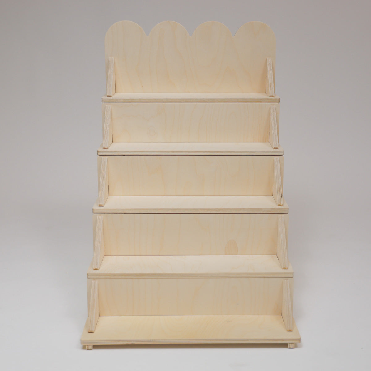 Flat Pack Wooden Display Stand – 18" or 28" Wide | 3–5 Tier Baltic Birch Market Display with Customizable Header
