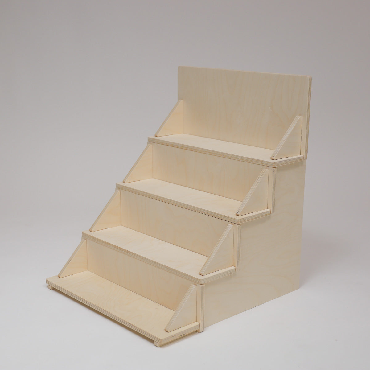 Flat Pack Wooden Display Stand – 18" or 28" Wide | 3–5 Tier Baltic Birch Market Display with Customizable Header