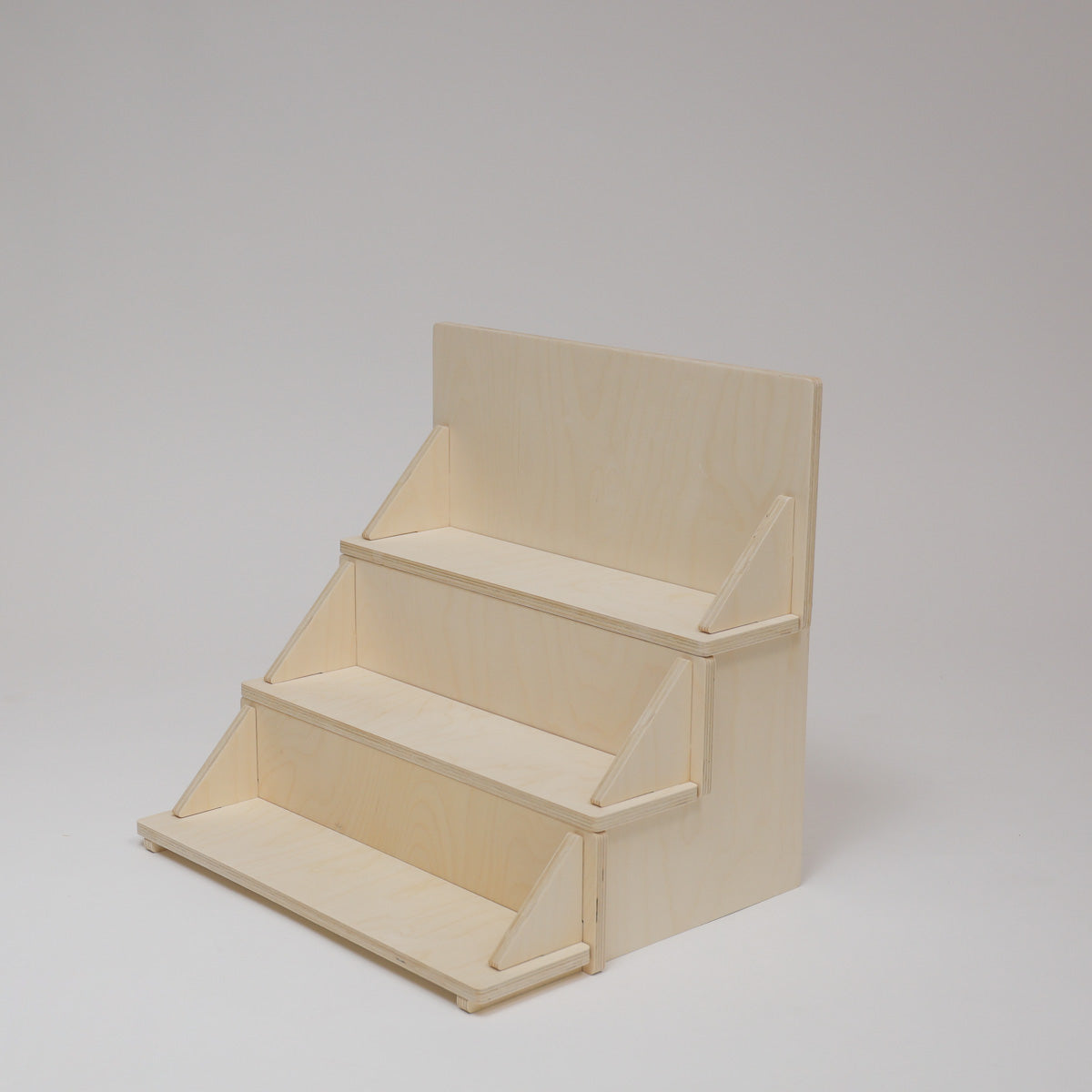 Flat Pack Wooden Display Stand – 18" or 28" Wide | 3–5 Tier Baltic Birch Market Display with Customizable Header