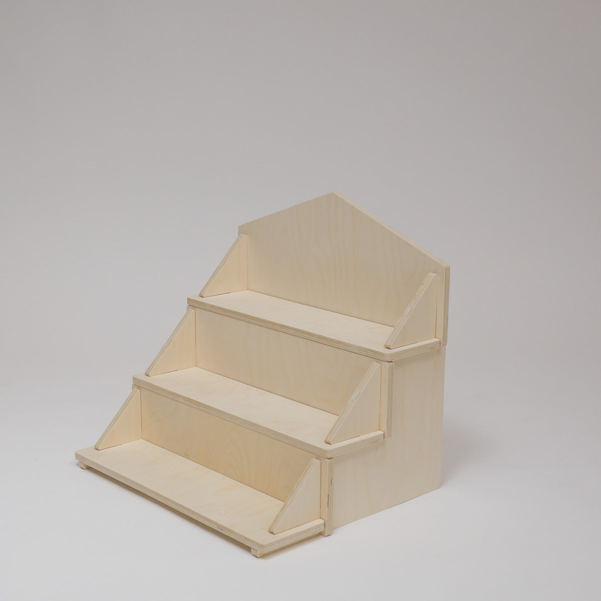 Flat Pack Wooden Display Stand – 18" or 28" Wide | 3–5 Tier Baltic Birch Market Display with Customizable Header