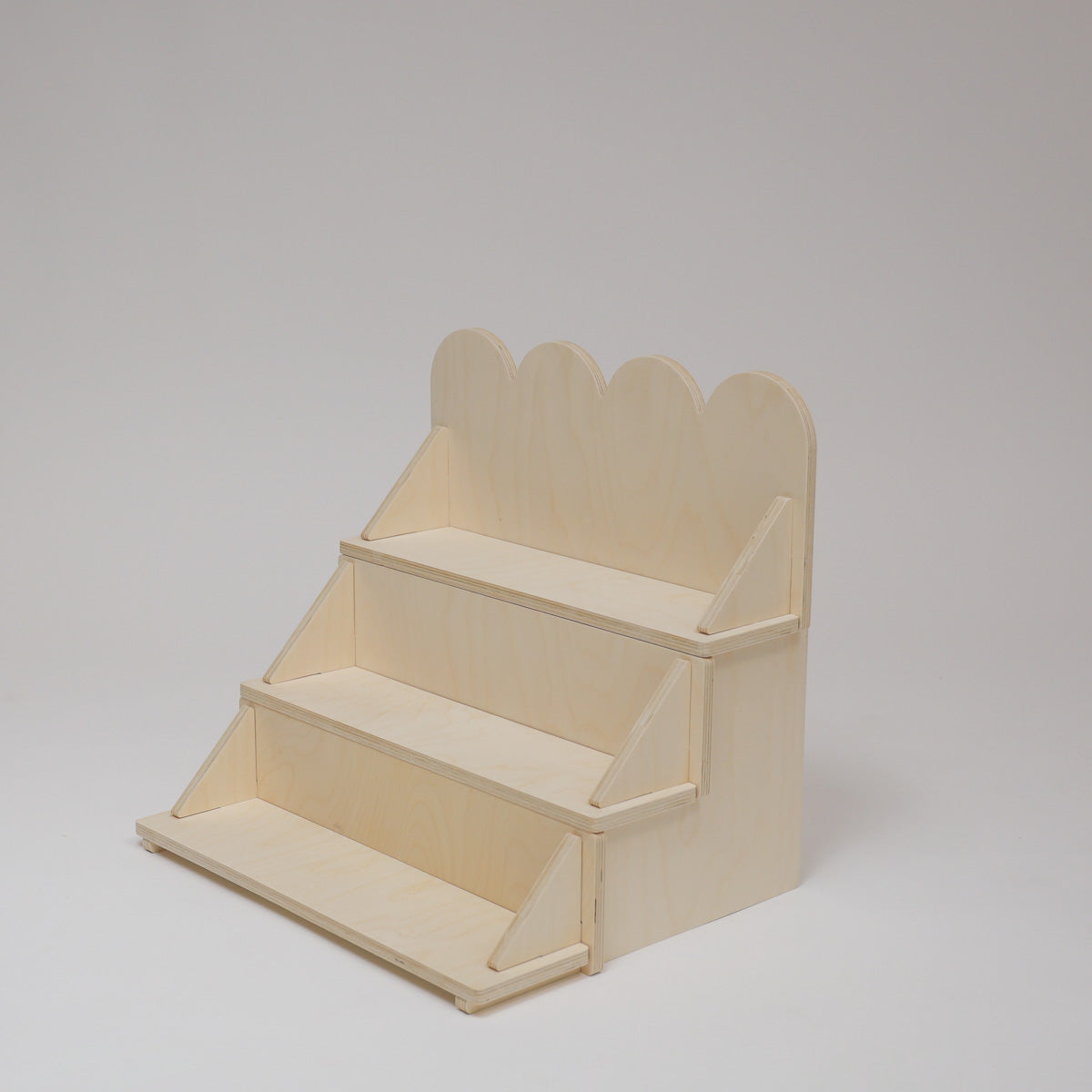Flat Pack Wooden Display Stand – 18" or 28" Wide | 3–5 Tier Baltic Birch Market Display with Customizable Header