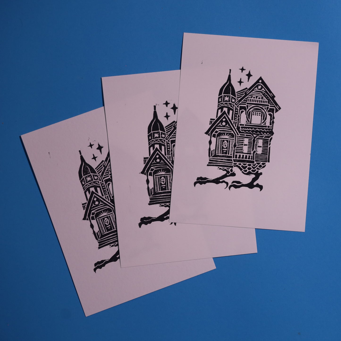 Vintage Home Baba Yaga - Lino Block Print 5x7 in