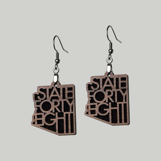 Arizona State Shape Earrings: Stylish accessories showcasing the emblem of the 48th state, Arizona.