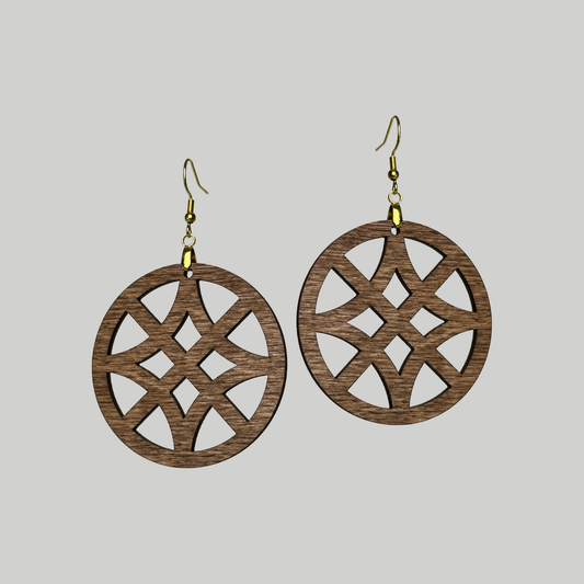 Circle Window Pattern Earrings: Stylish and modern, these earrings feature a captivating circle window pattern for a contemporary look.