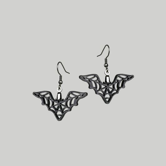 Bat Webbed Earrings: Intricate webbed details.