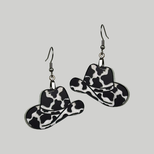 Cowboy Hat Earrings: Western-inspired and stylish, these earrings feature miniature cowboy hat designs  by Our Family Designs.