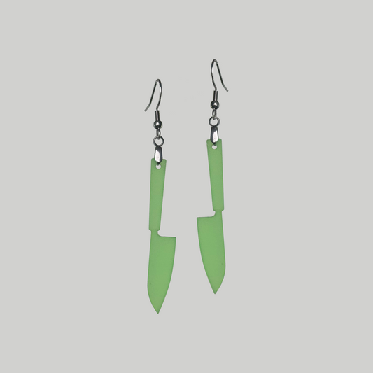 Edgy Blade Chic Earrings: Unique and bold, these earrings feature knife-inspired designs for a daring style.