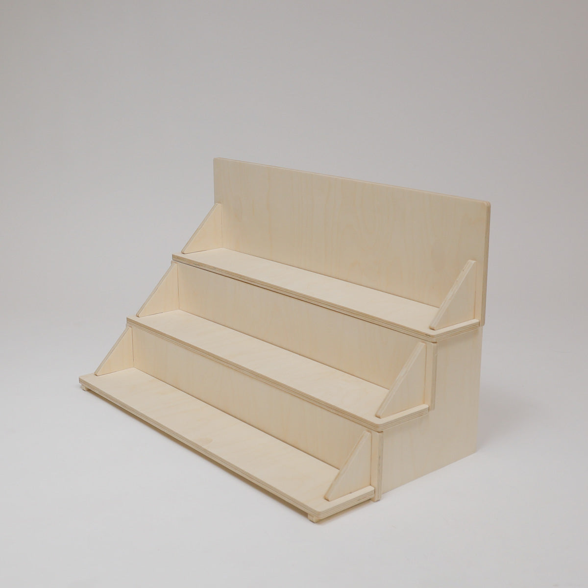 Flat Pack Wooden Display Stand – 18" or 28" Wide | 3–5 Tier Baltic Birch Market Display with Customizable Header