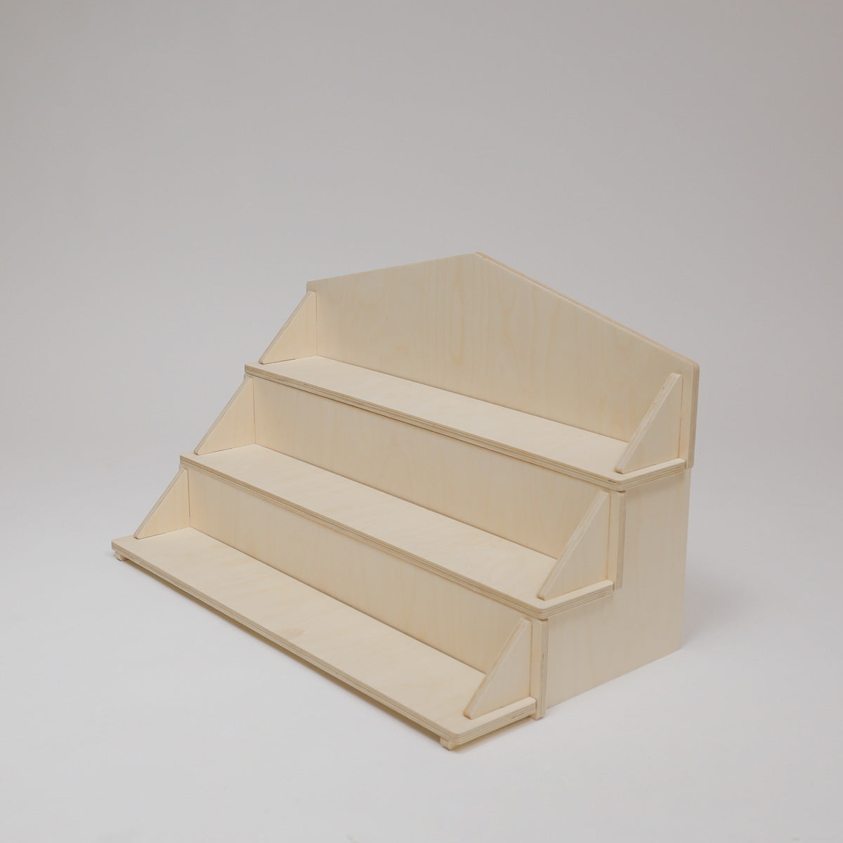 Flat Pack Wooden Display Stand – 18" or 28" Wide | 3–5 Tier Baltic Birch Market Display with Customizable Header