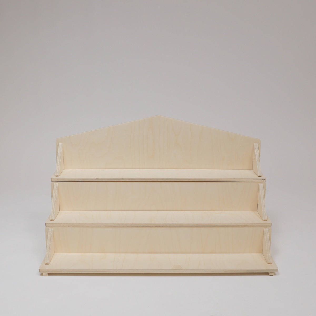 Flat Pack Wooden Display Stand – 18" or 28" Wide | 3–5 Tier Baltic Birch Market Display with Customizable Header