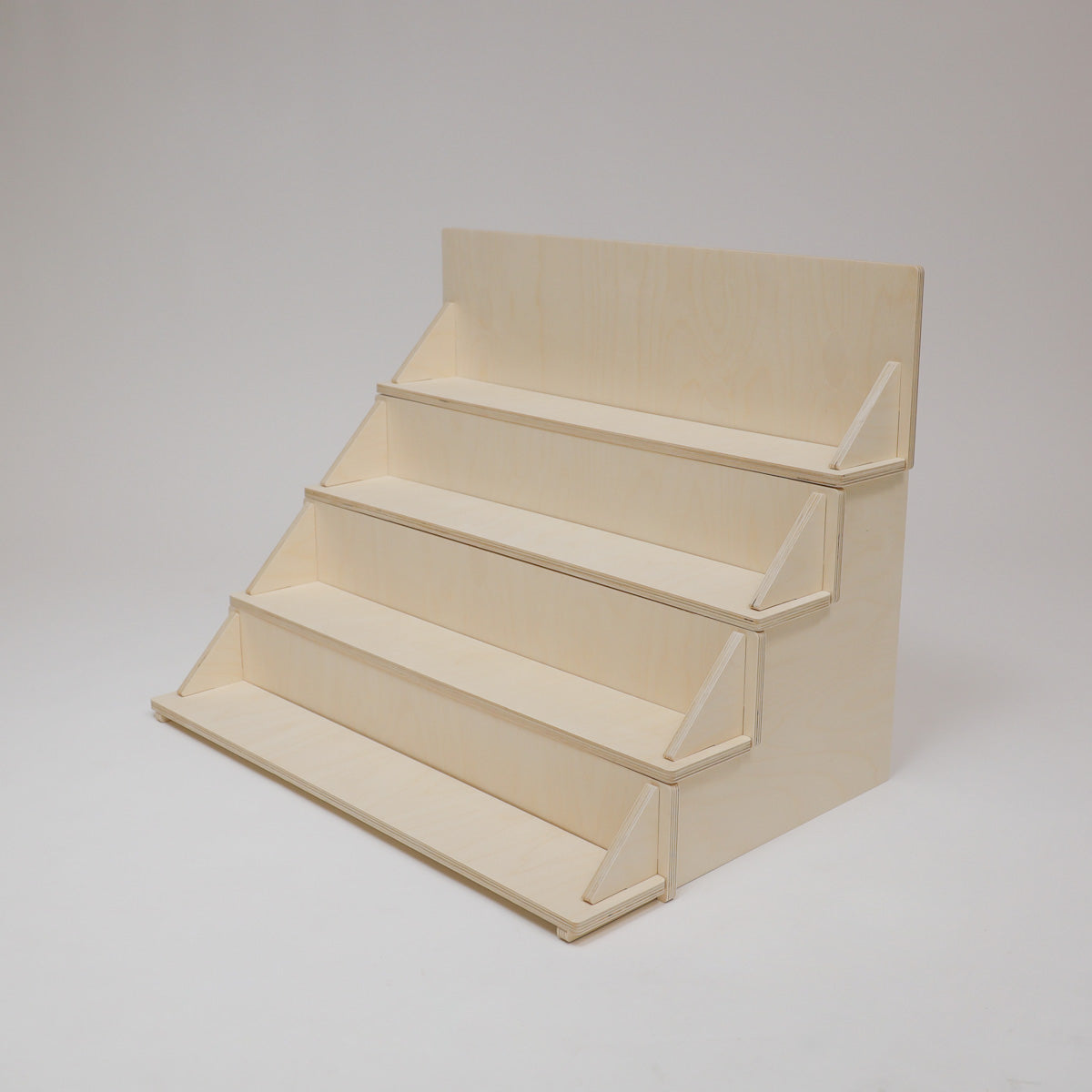Flat Pack Wooden Display Stand – 18" or 28" Wide | 3–5 Tier Baltic Birch Market Display with Customizable Header