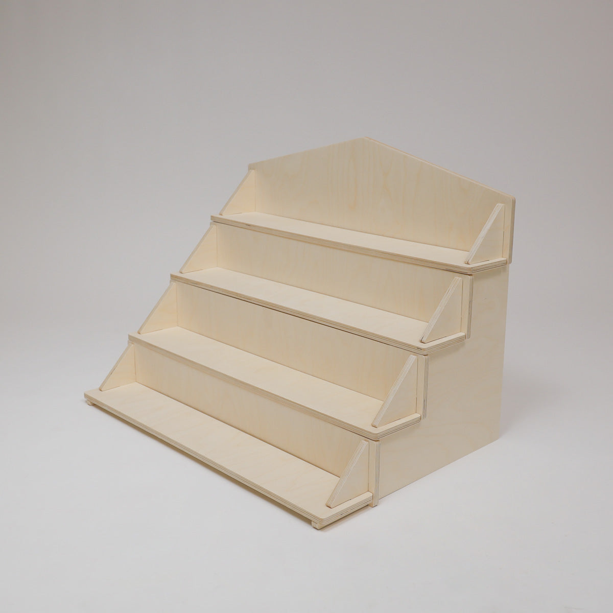 Flat Pack Wooden Display Stand – 18" or 28" Wide | 3–5 Tier Baltic Birch Market Display with Customizable Header