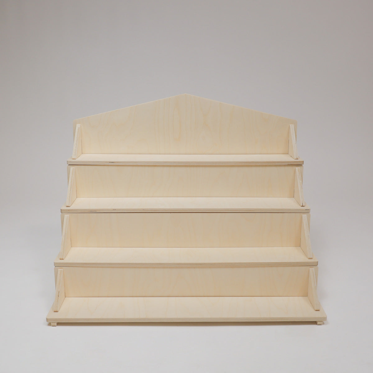Flat Pack Wooden Display Stand – 18" or 28" Wide | 3–5 Tier Baltic Birch Market Display with Customizable Header