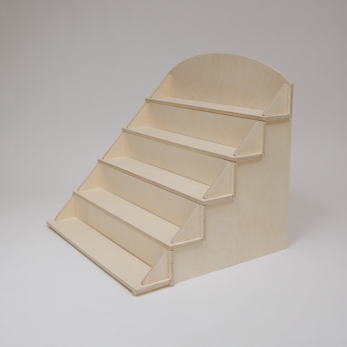Flat Pack Wooden Display Stand – 18" or 28" Wide | 3–5 Tier Baltic Birch Market Display with Customizable Header