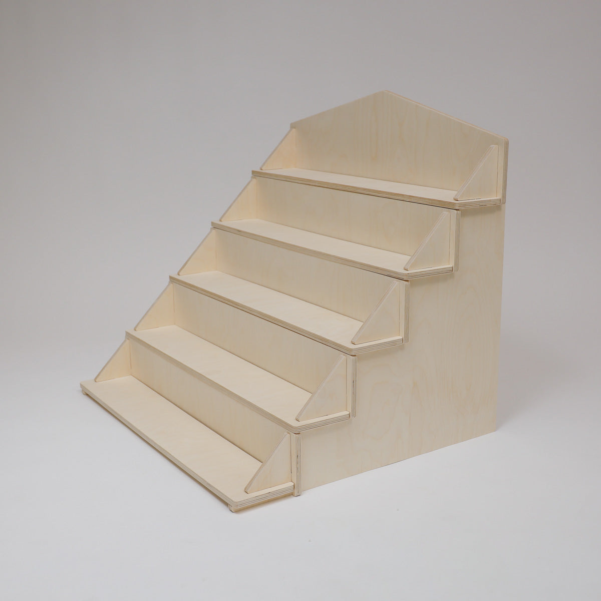 Flat Pack Wooden Display Stand – 18" or 28" Wide | 3–5 Tier Baltic Birch Market Display with Customizable Header
