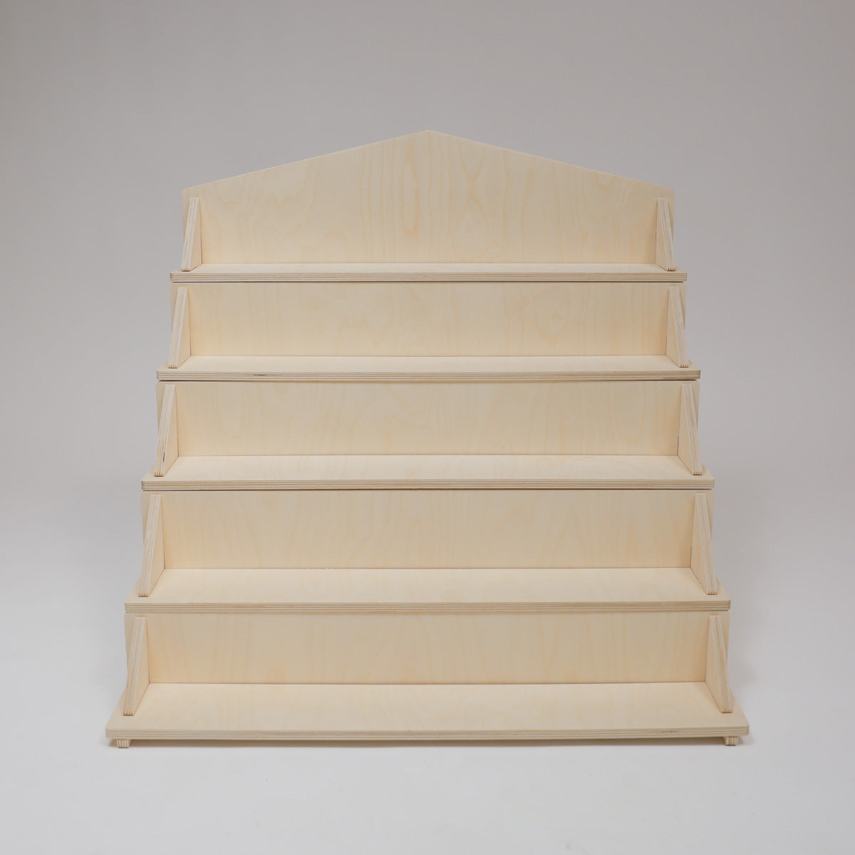 Flat Pack Wooden Display Stand – 18" or 28" Wide | 3–5 Tier Baltic Birch Market Display with Customizable Header