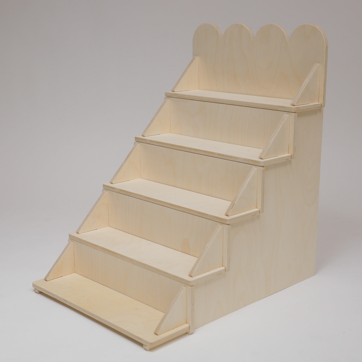 Flat Pack Wooden Display Stand – 18" or 28" Wide | 3–5 Tier Baltic Birch Market Display with Customizable Header