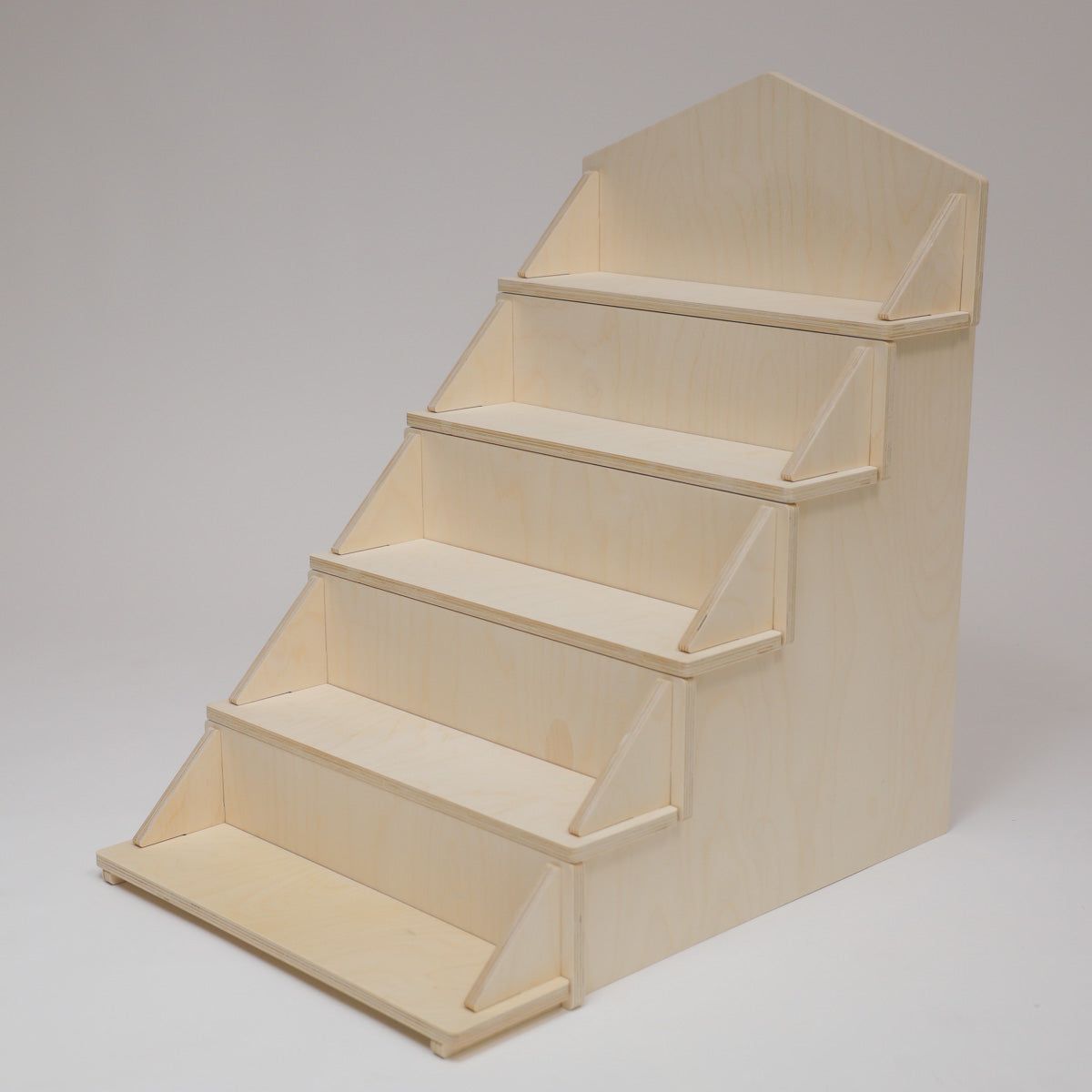 Flat Pack Wooden Display Stand – 18" or 28" Wide | 3–5 Tier Baltic Birch Market Display with Customizable Header