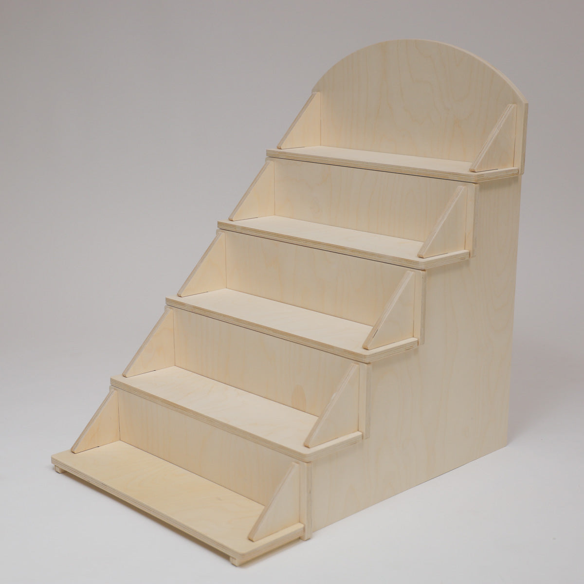 Flat Pack Wooden Display Stand – 18" or 28" Wide | 3–5 Tier Baltic Birch Market Display with Customizable Header