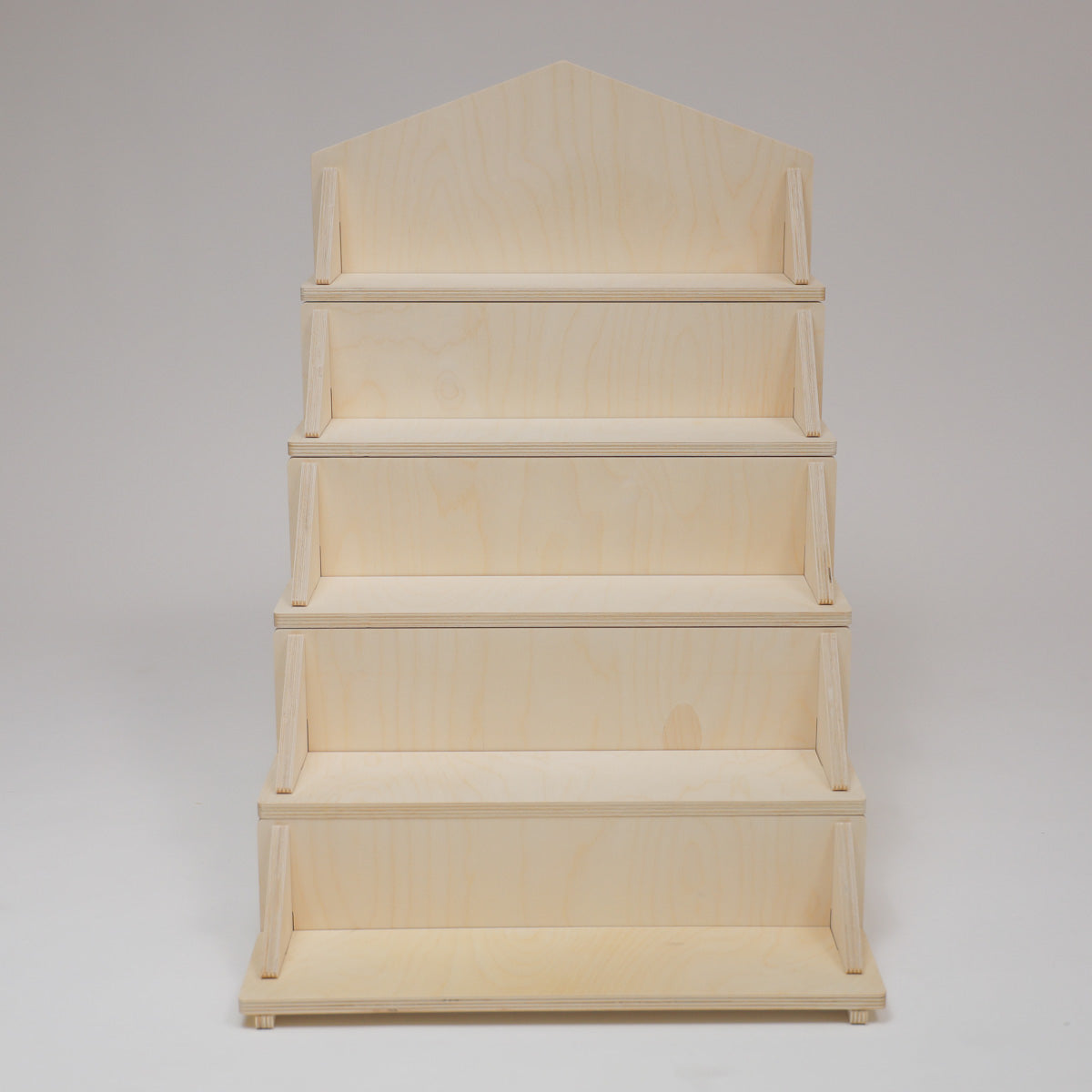 Flat Pack Wooden Display Stand – 18" or 28" Wide | 3–5 Tier Baltic Birch Market Display with Customizable Header