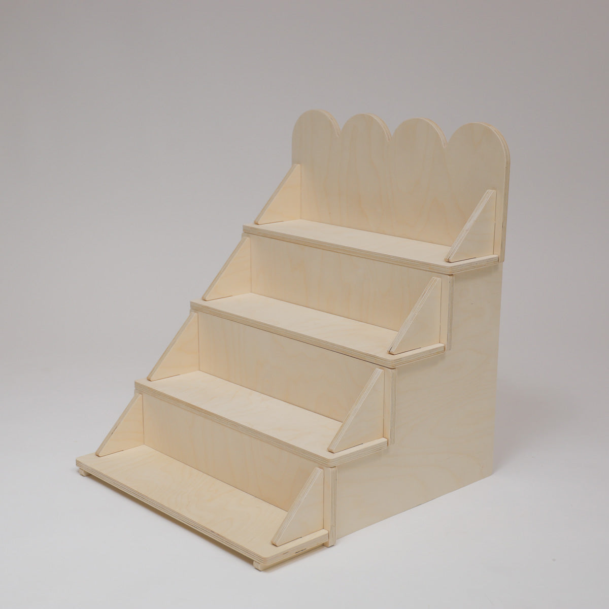Flat Pack Wooden Display Stand – 18" or 28" Wide | 3–5 Tier Baltic Birch Market Display with Customizable Header