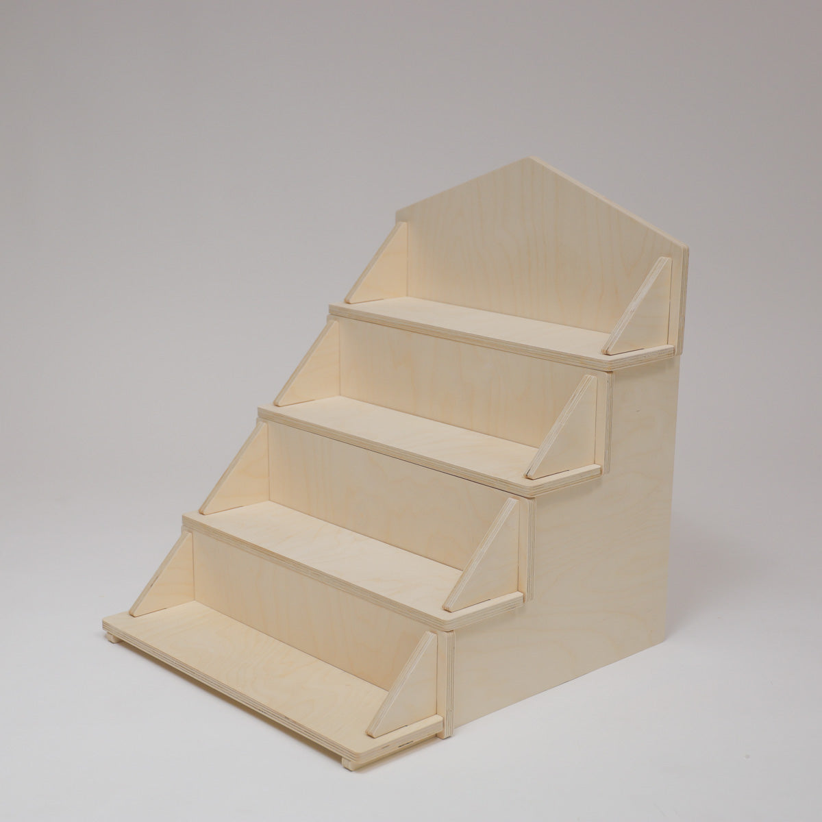 Flat Pack Wooden Display Stand – 18" or 28" Wide | 3–5 Tier Baltic Birch Market Display with Customizable Header