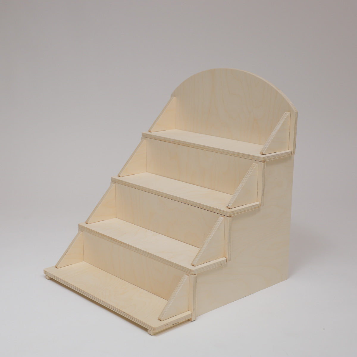 Flat Pack Wooden Display Stand – 18" or 28" Wide | 3–5 Tier Baltic Birch Market Display with Customizable Header