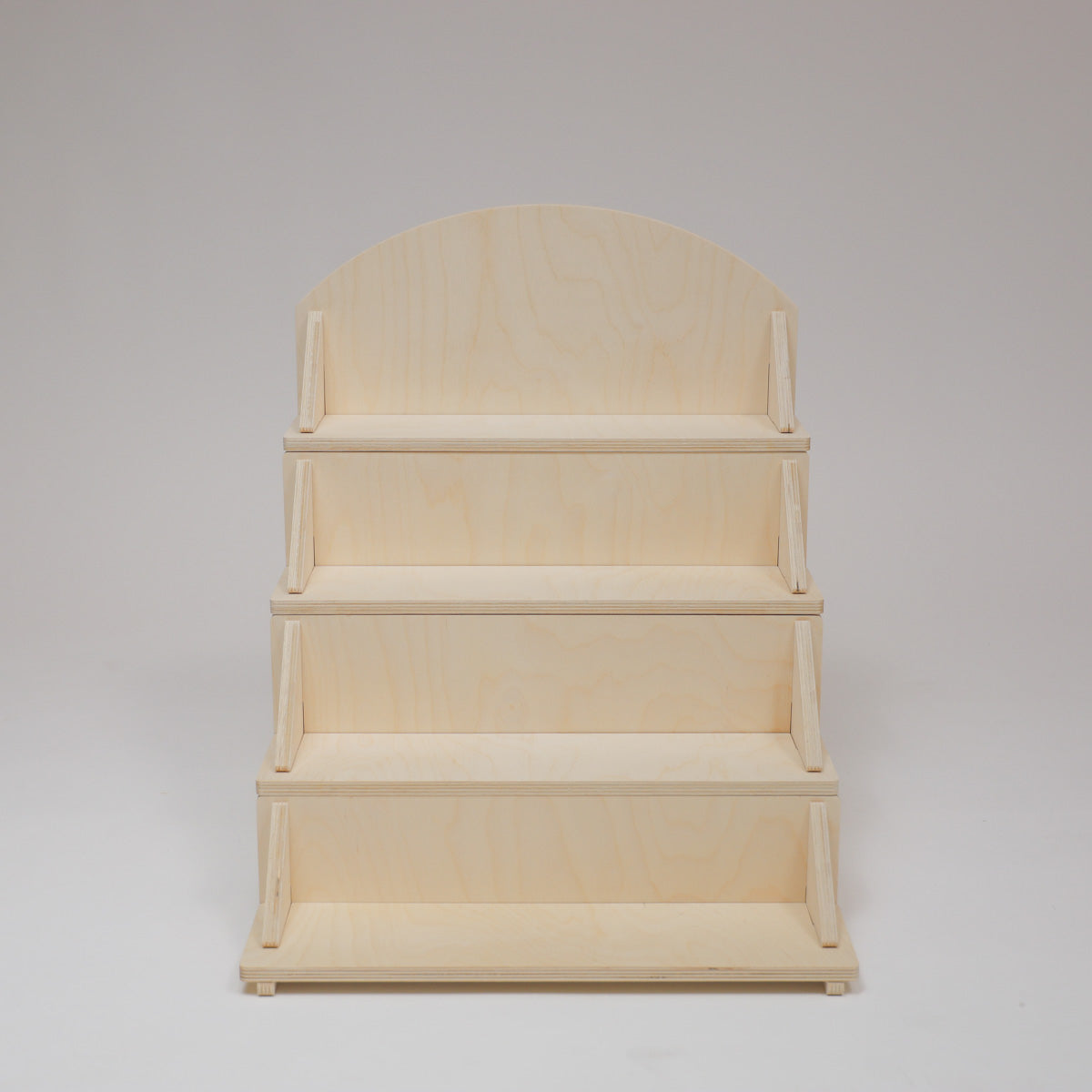 Flat Pack Wooden Display Stand – 18" or 28" Wide | 3–5 Tier Baltic Birch Market Display with Customizable Header
