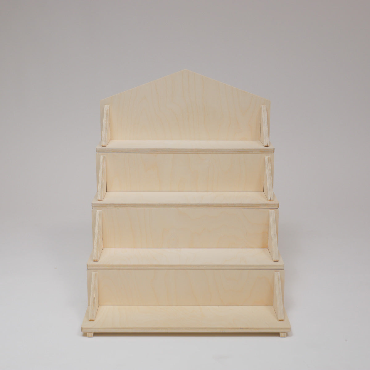 Flat Pack Wooden Display Stand – 18" or 28" Wide | 3–5 Tier Baltic Birch Market Display with Customizable Header