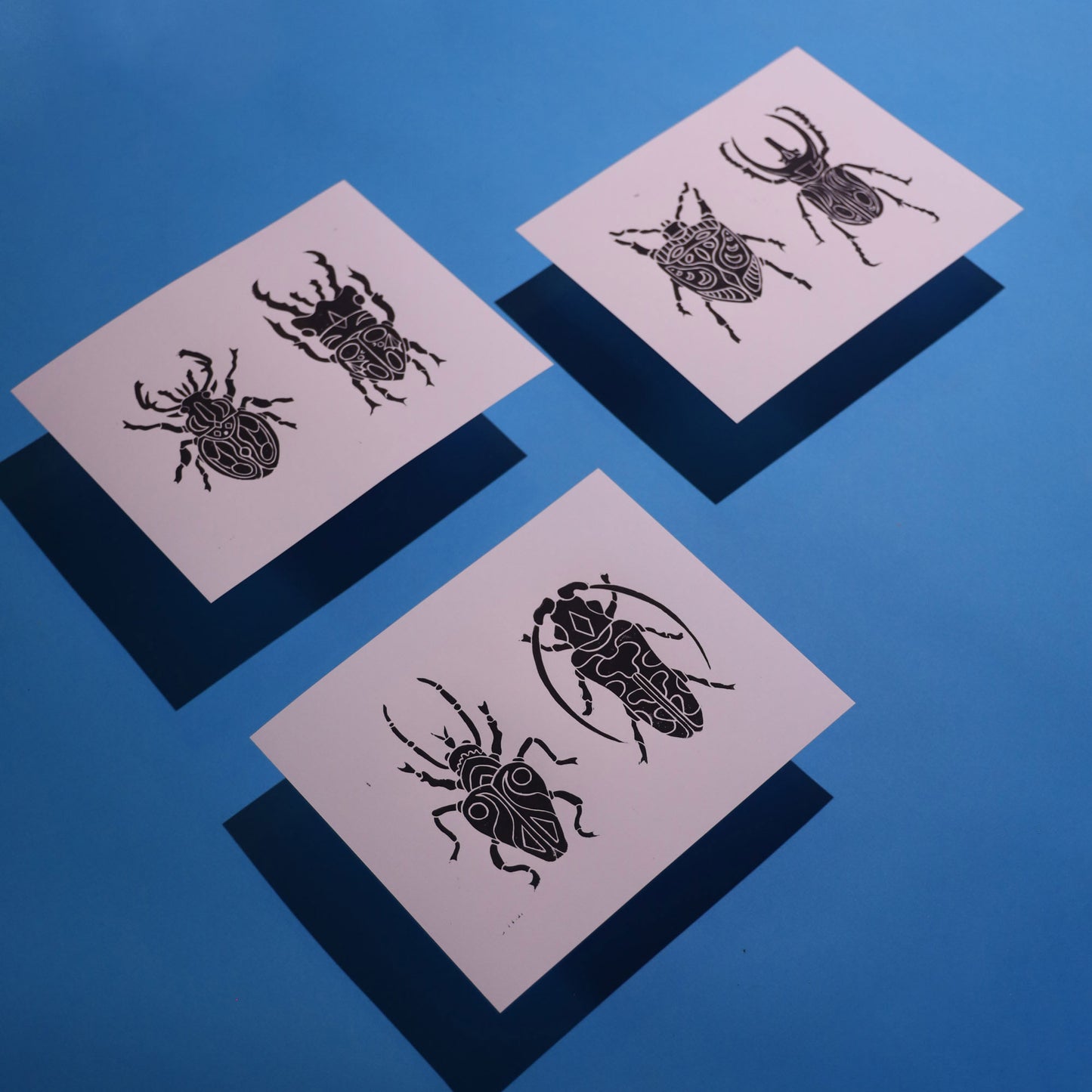 Pair of Beetles - Lino Block Prints 8×10 in