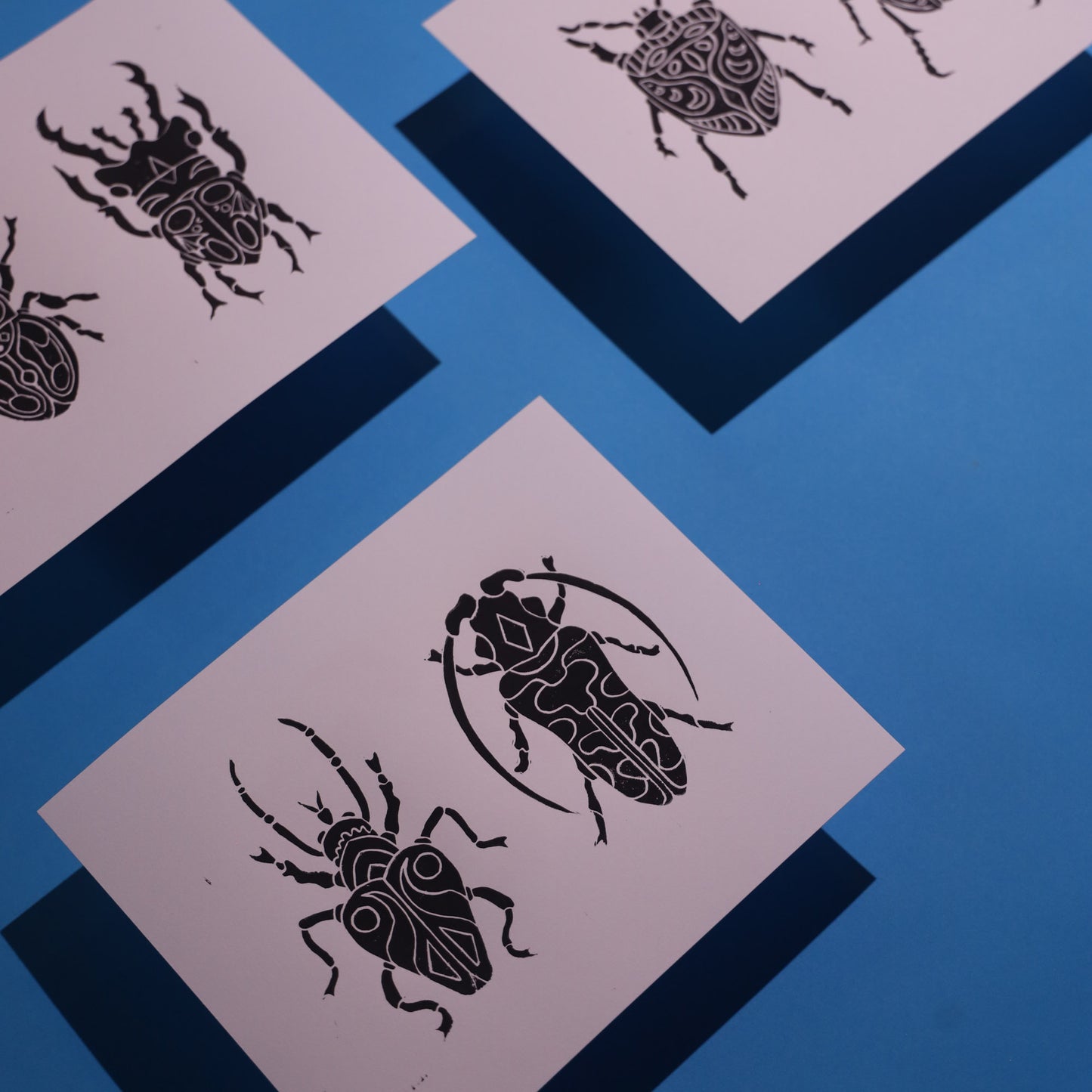 Pair of Beetles - Lino Block Prints 8×10 in