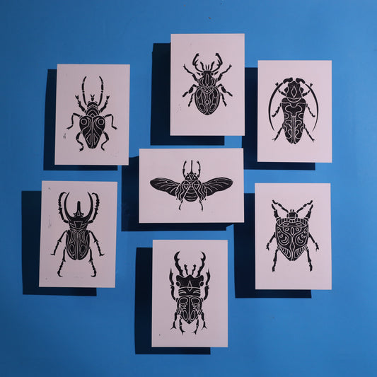 Beetle - Lino Block Prints 5x7 in