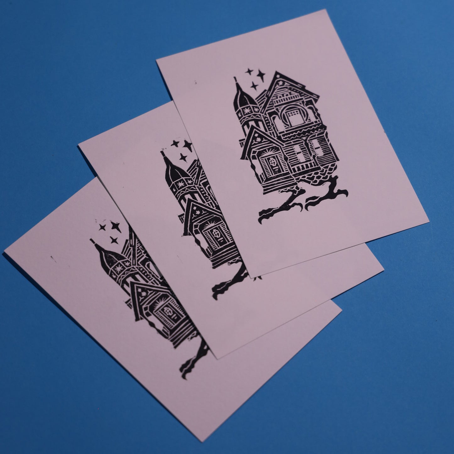 Vintage Home Baba Yaga - Lino Block Print 5x7 in