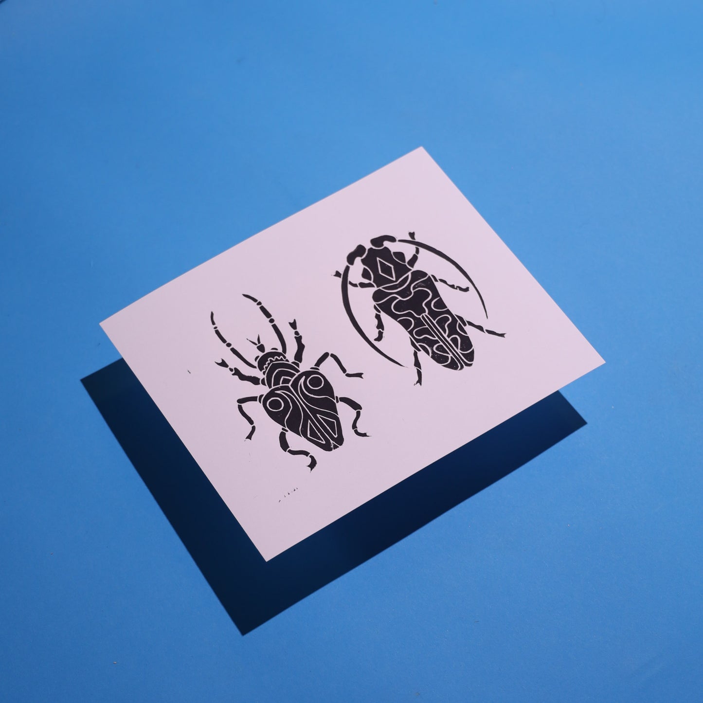 Pair of Beetles - Lino Block Prints 8×10 in