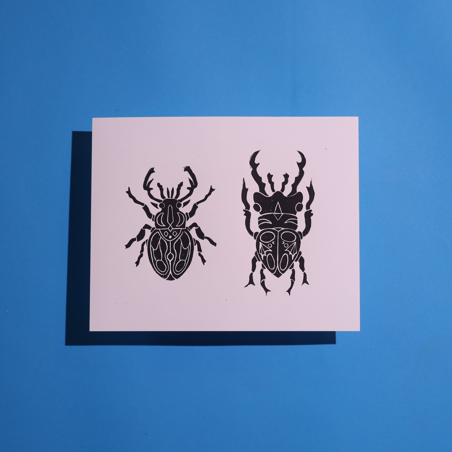 Pair of Beetles - Lino Block Prints 8×10 in