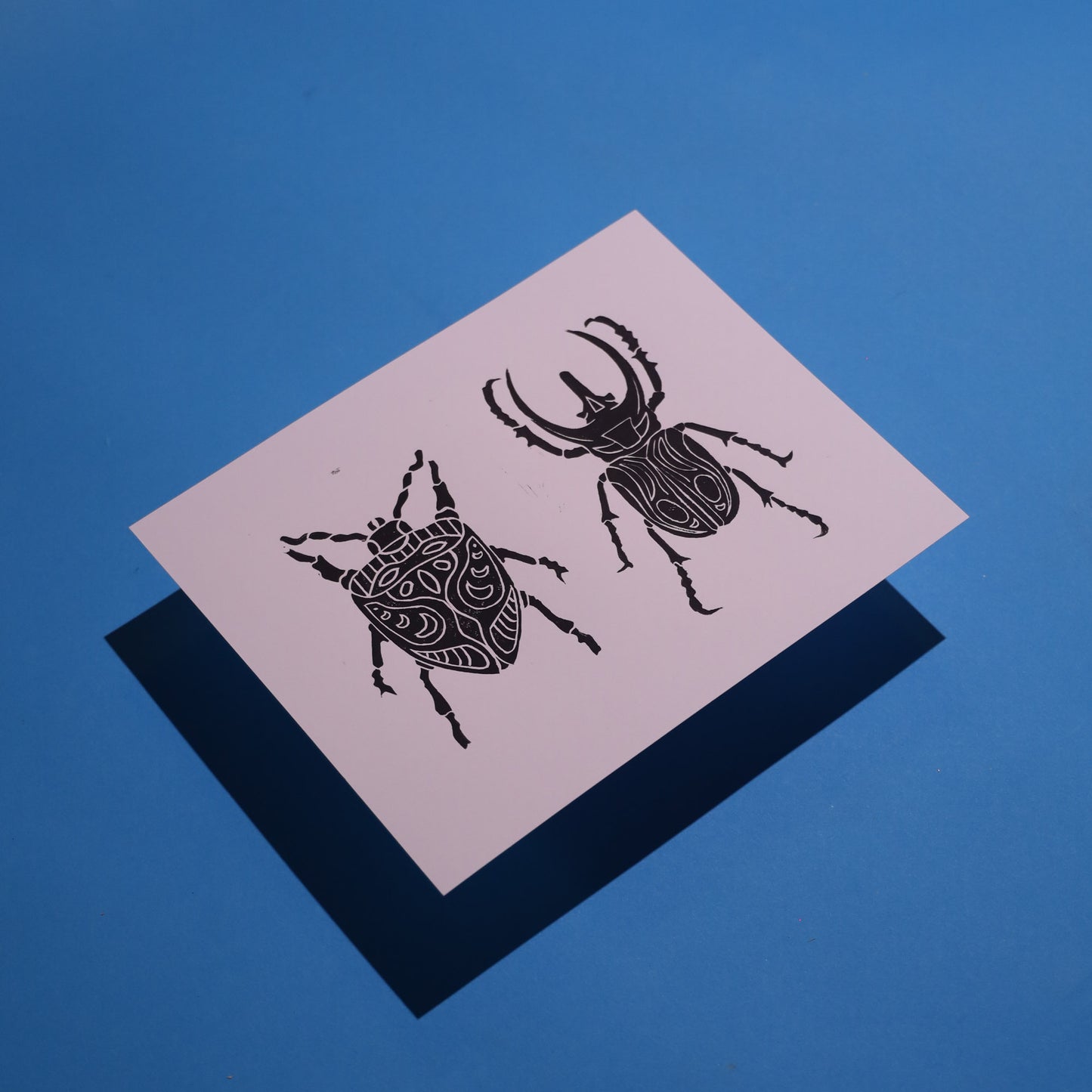 Pair of Beetles - Lino Block Prints 8×10 in