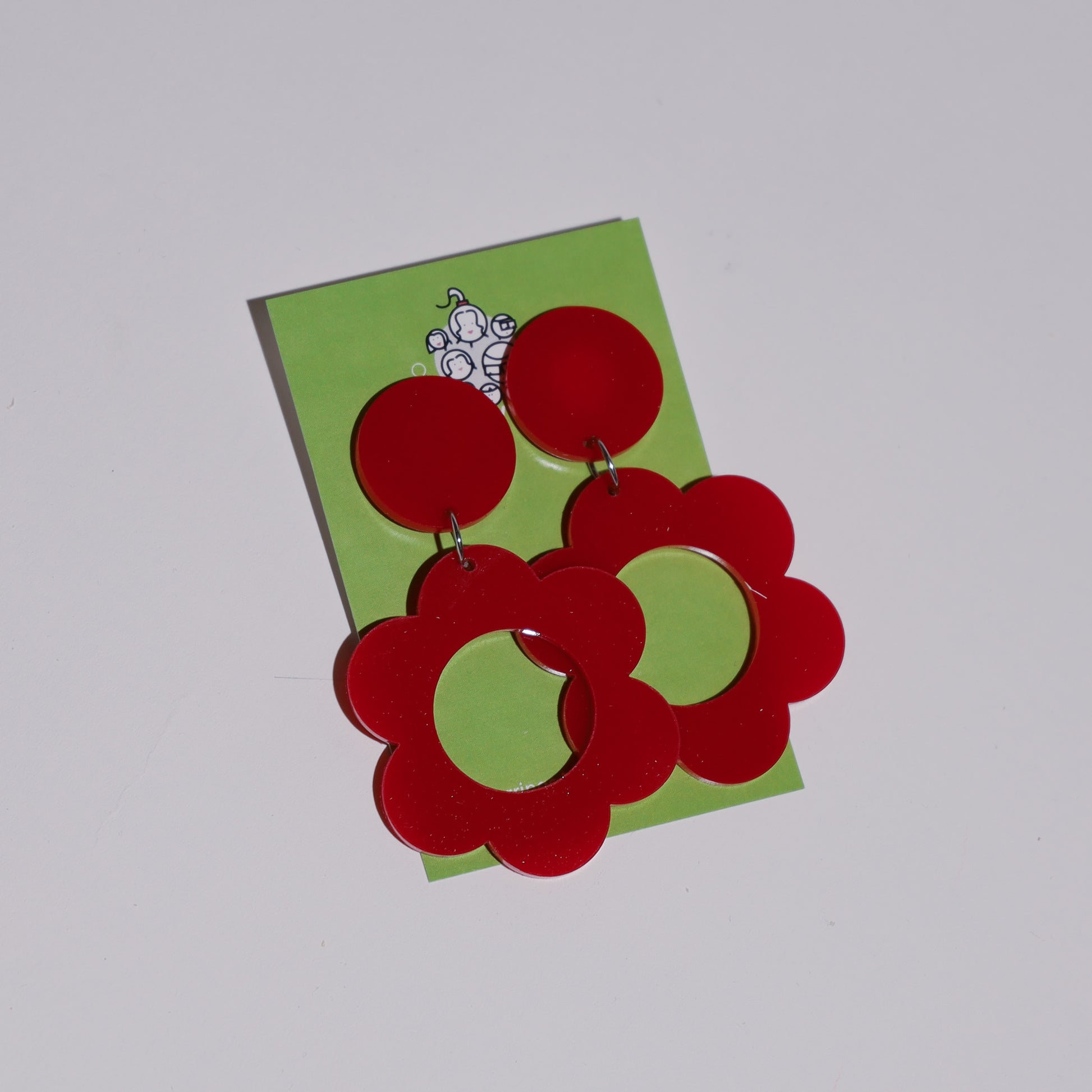 Red flower clip on earring